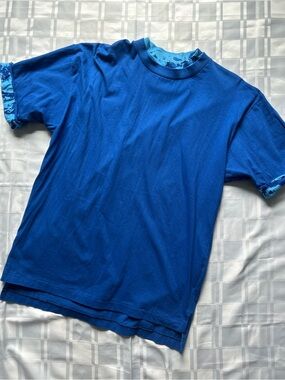 Softwear vintage blue Blue Double-Layer Neck with Camo Print with Contrast Trim